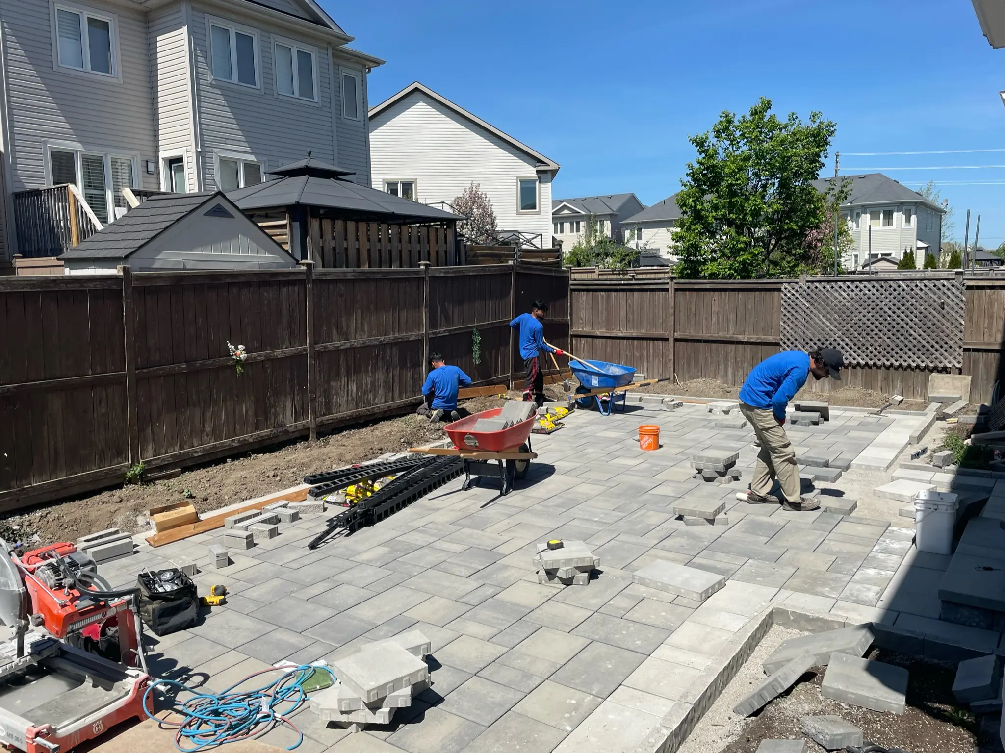 Our team working on a landscaping project